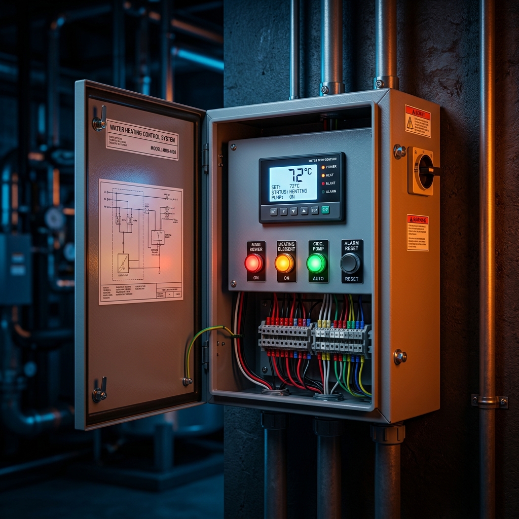 Boyler kontrol panosu - dijital termostat ve güvenlik bileşenleri